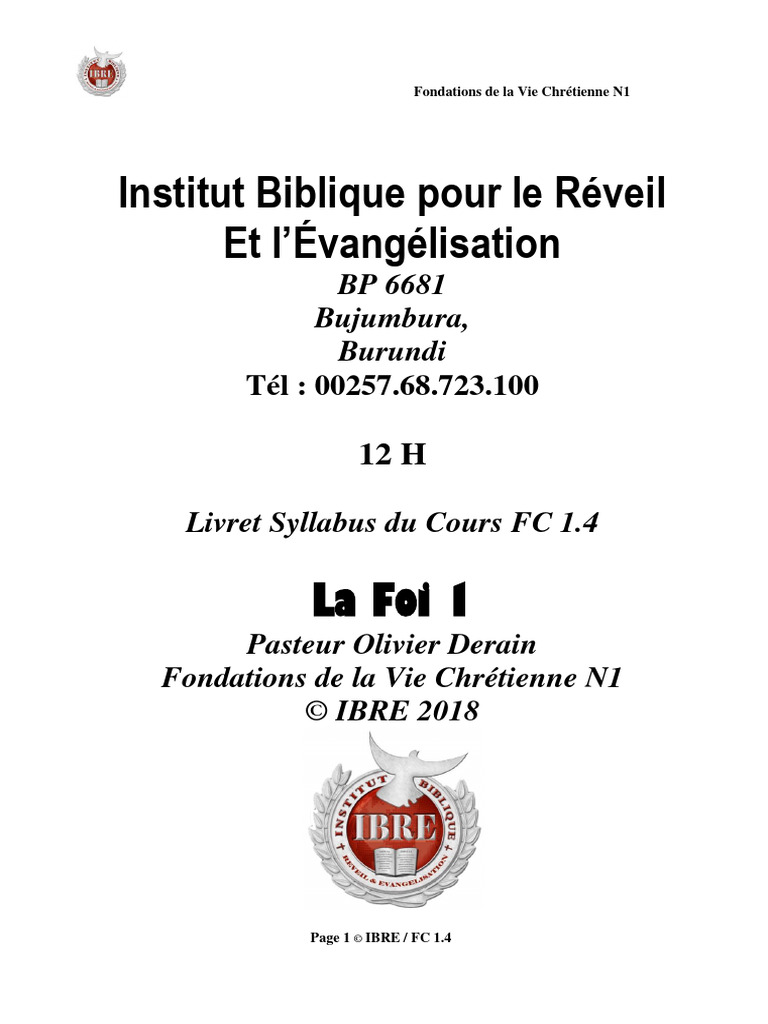 Fondations de la Foi Chrétienne | PDF | Dieu | Baptisme