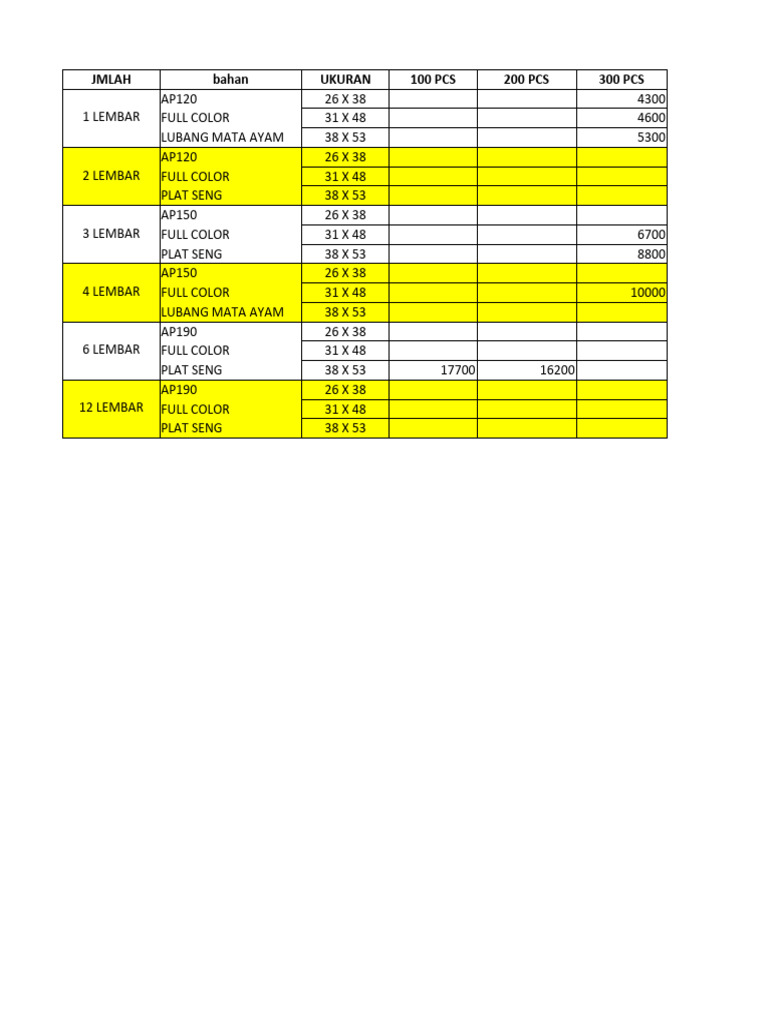 DAFTAR HARGA KALENDER | PDF