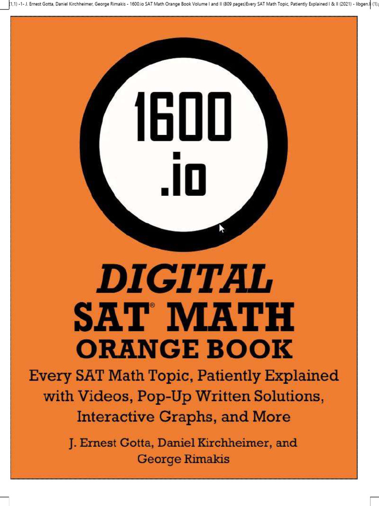 1600.io Digital SAT Math Orange Book Volume I & II (J. Ernest Gotta