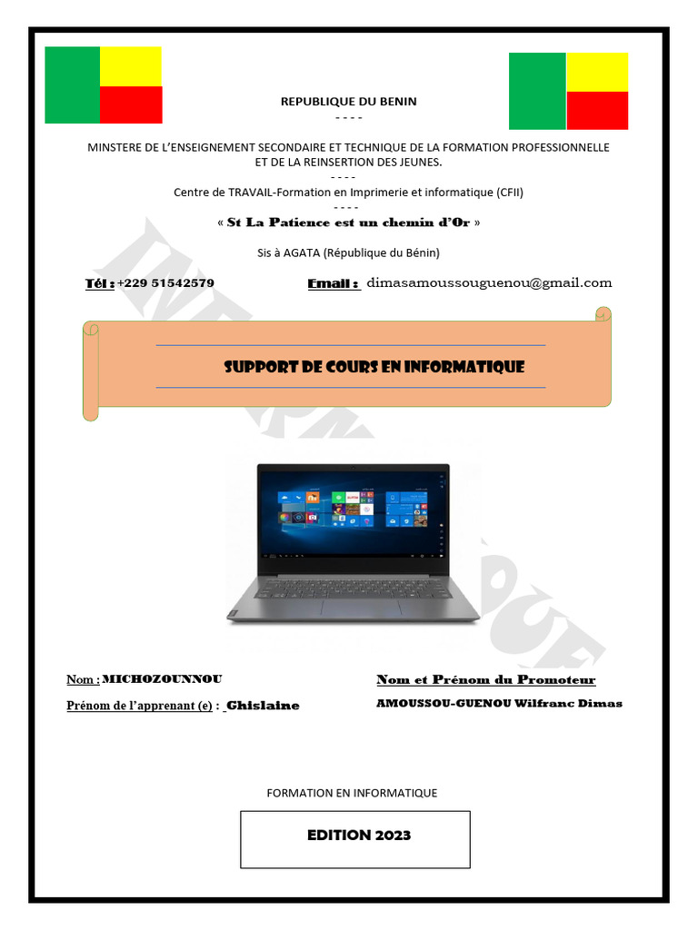 Support de Cours en Informatique 2023 | PDF | Microsoft Windows ...