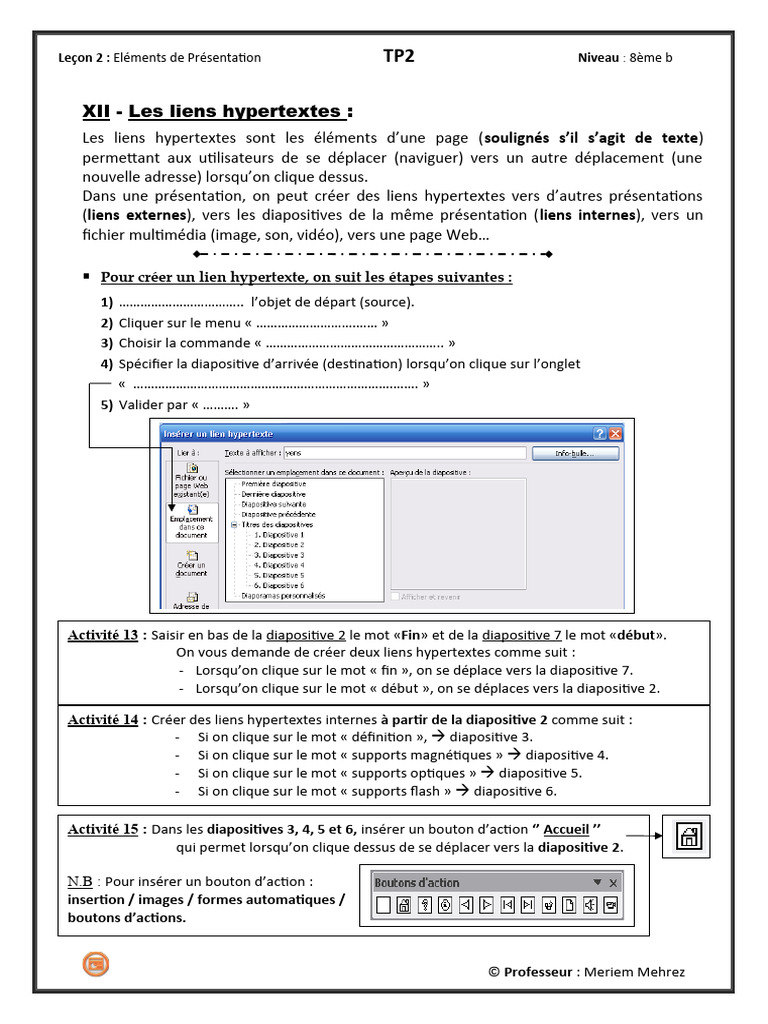 Liens Hypertextes en Présentation PPT PDF — free download