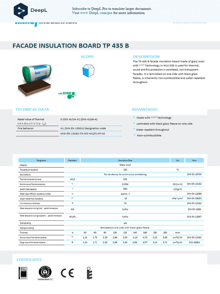 Knauf Insulation Fassaden-Daemmplatte TP 435 B en | PDF | Thermal ...