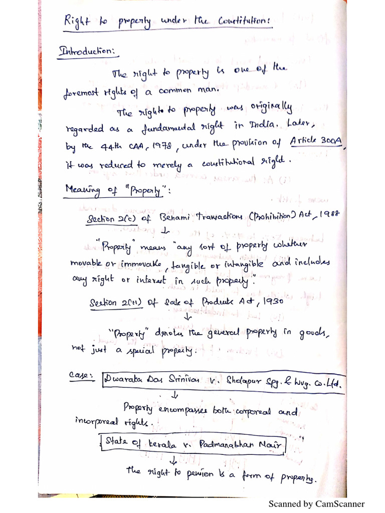 Right To Property Under The Constitution. PDF