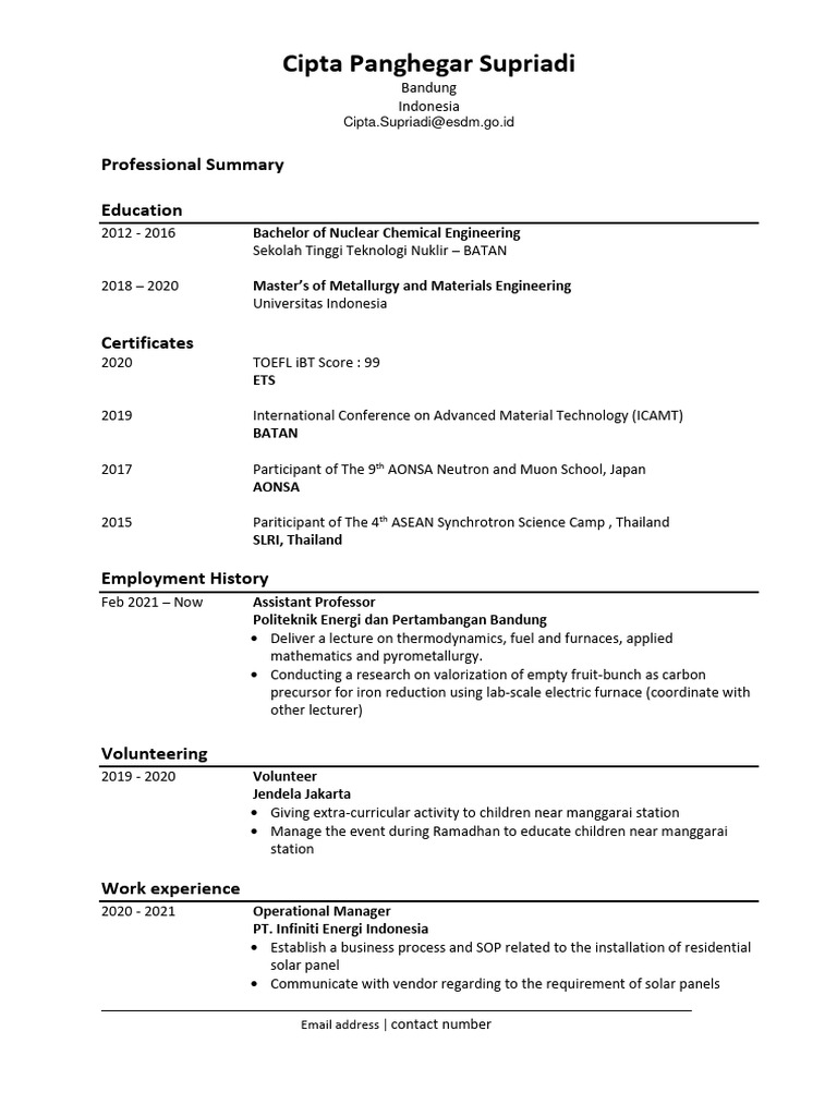 Cipta Panghegar Supriadi CV: Engineering & Research Expertise | PDF ...