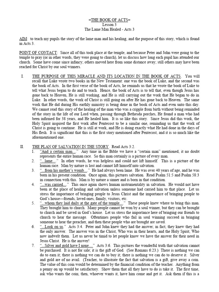 Healing of the Lame Man in Acts 3 | PDF | Salvation | Acts Of The Apostles