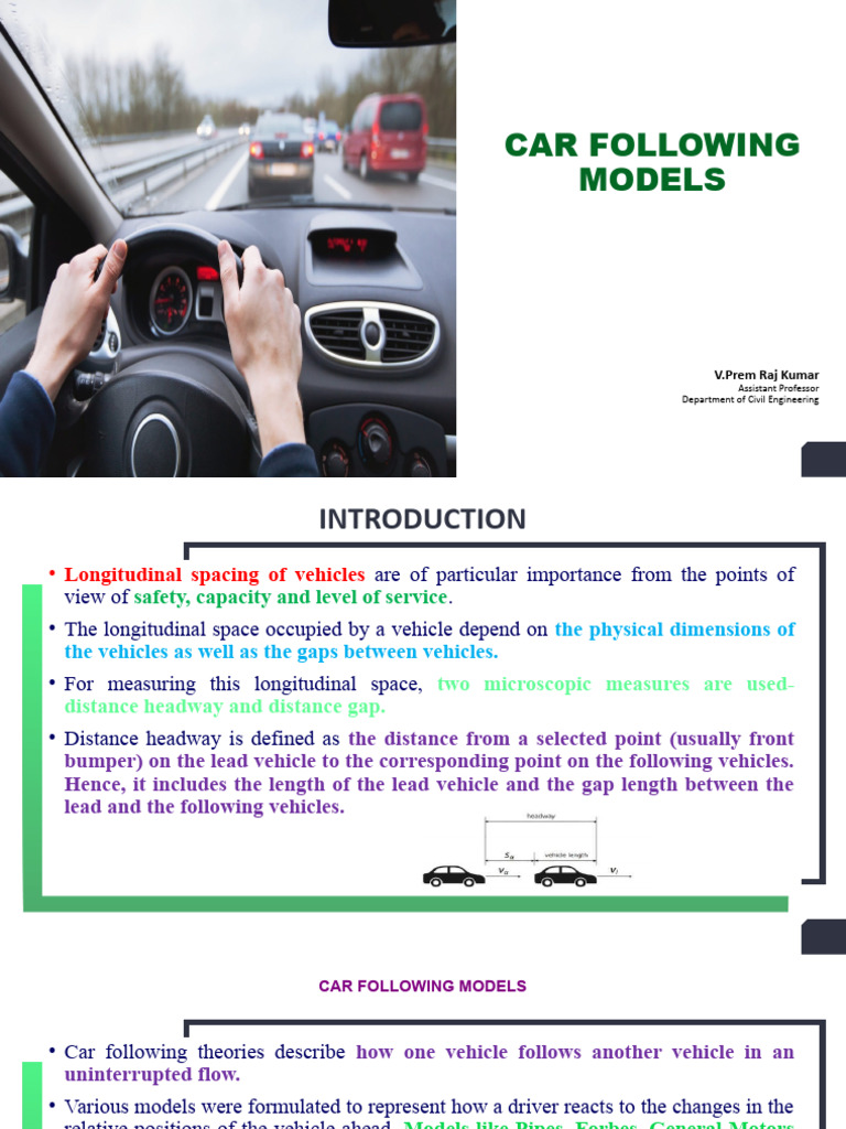 Car Following Models PDF Acceleration Force