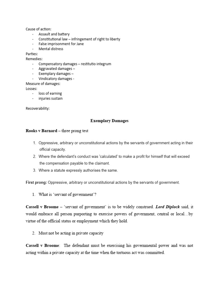 Exemplary Damages Meaning