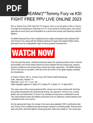 Tommy Fury vs Ksi 2023 Free Ppv Fight