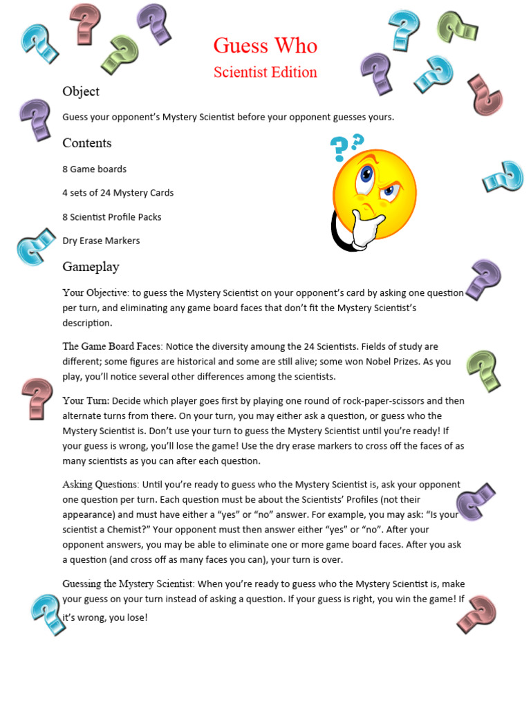 1 Guess Who Rules PDF Question Entertainment