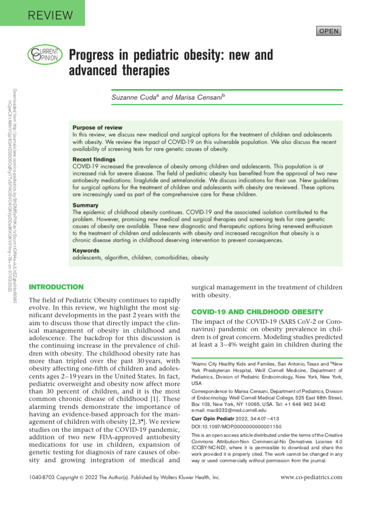 Pediatric Obesity: New Treatments & COVID Impact | PDF | Obesity ...