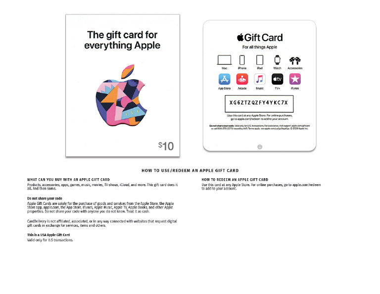 $10 USA Apple Gift Card | PDF