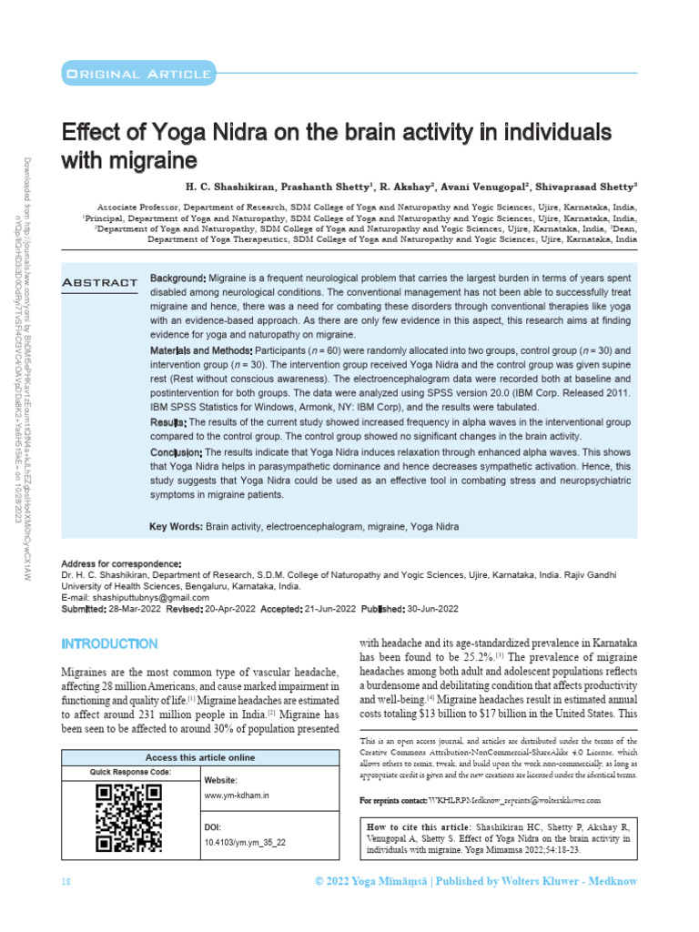 Effect of Yoga Nidra On The Brain Activity In.4 | PDF | Relaxation ...