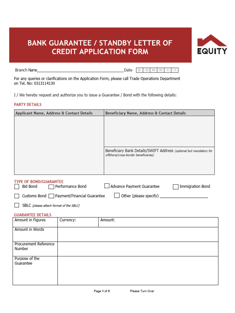 Bank Guarantee Application Form | PDF | Indemnity | Banks