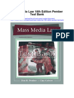 Mass Media Law 18th Edition Pember Test Bank