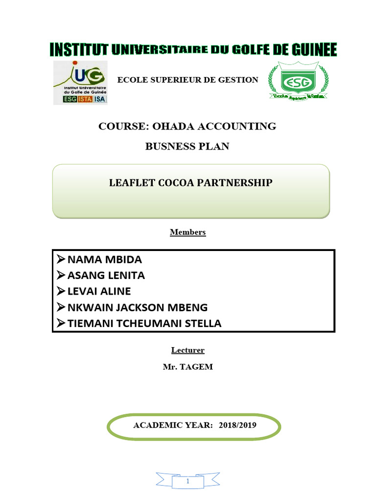 Busness Plan Cocoa Group 5 PDF Cocoa Bean Sales
