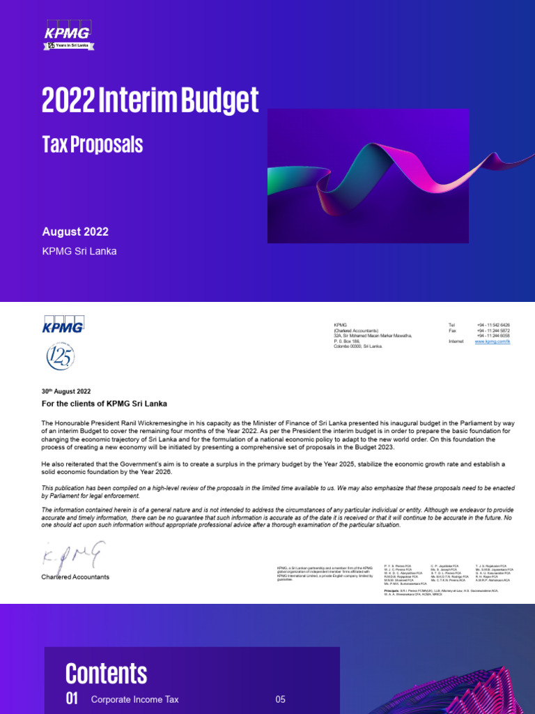 KPMG 2022 Interim Budget Tax Proposal PDF Taxes Value Added Tax