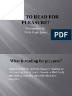 Why To Read For Pleasure?: Presentation By: Pride Vento Joseni