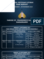 Jadwal Petugas Liturgi September - November