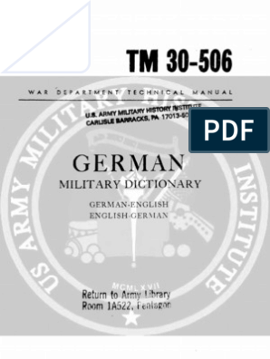 TM 30-506 German Military Dictionary 1944 | PDF