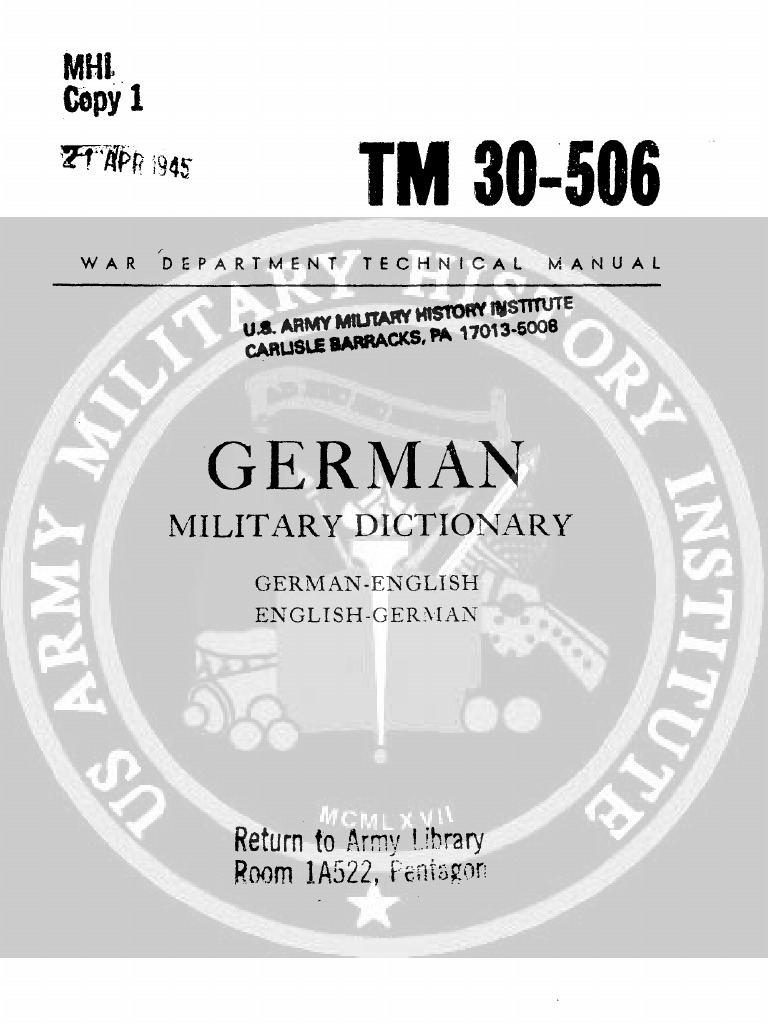 Tm 30 506 German Military Dictionary 1944 Pdf