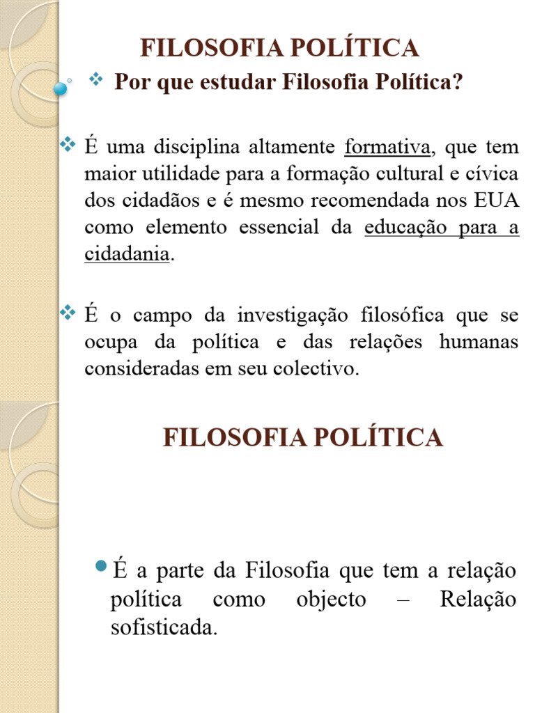 1 Aula - FILOSOFIA POLÍTICA | PDF | Monarquia | Democracia