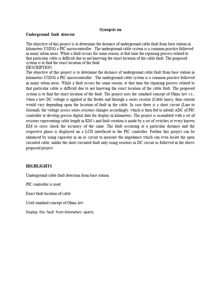 Underground Cable Fault Detection System | PDF