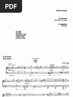 Berio's Piano Works: Encores & Wasserklavier | PDF | Teaching