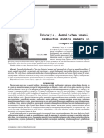 Educaţia, Demnitatea Umană, Respectul Dintre Oameni Şi Respectul de Sine