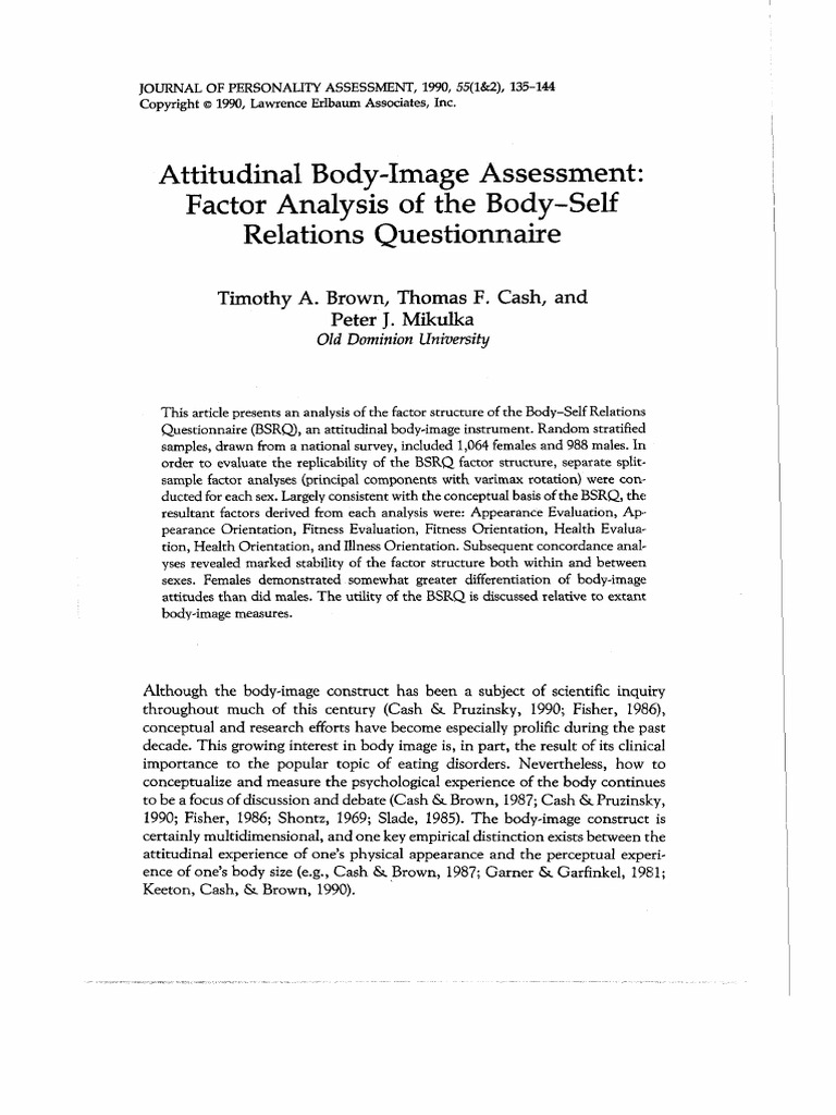 Attitudinal Body-Image Assessment: Factor Analysis of The Body-Self ...