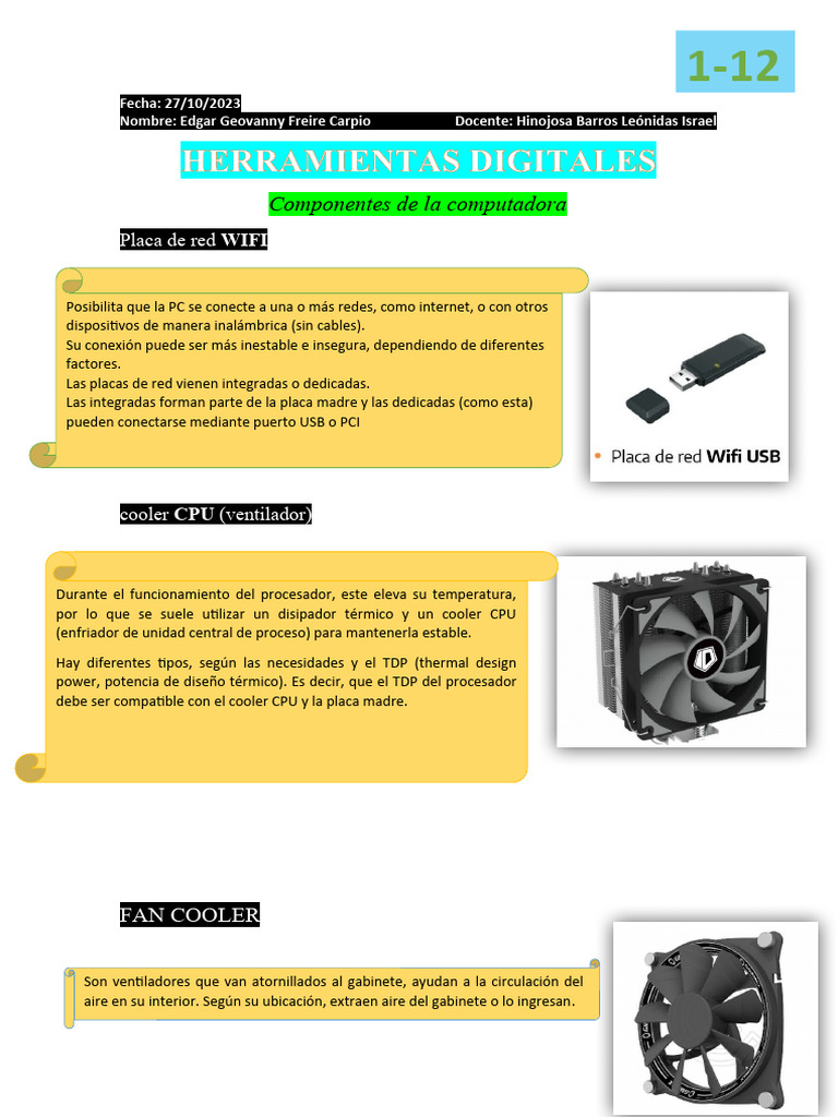 Diagrama de la Placa Madre y Componentes | PDF | Unidad de estado ...