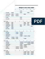 Subject Wise Secondry Time Table