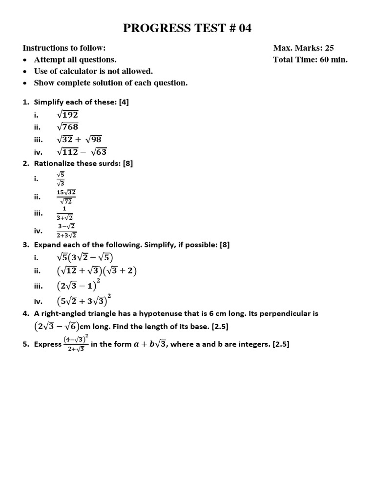 Class 11 Maths Progress Test 04 | PDF | Computers | Technology ...