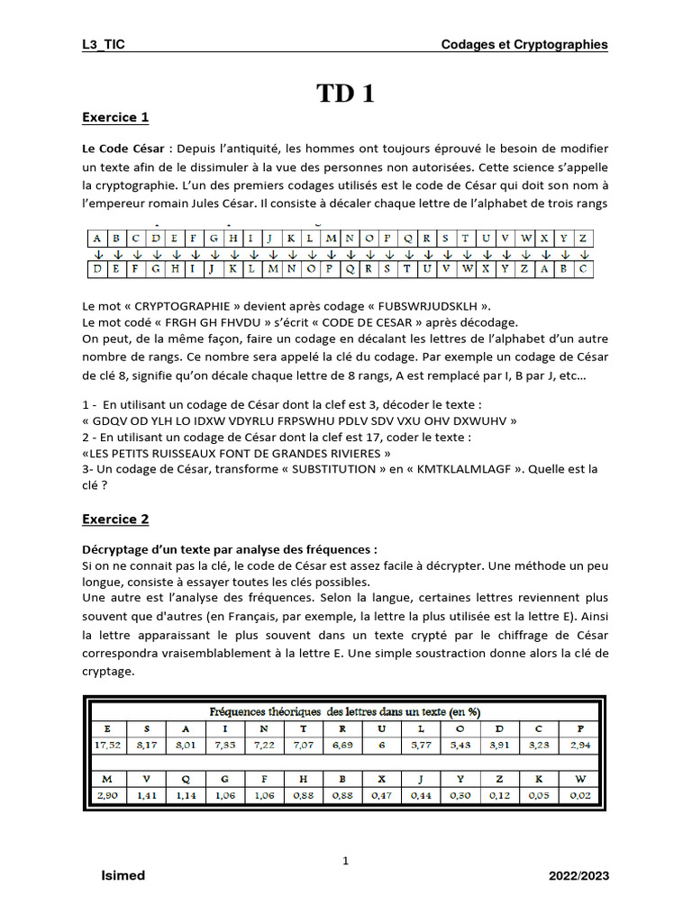 Cryptographie : Le Code de César | PDF | Cryptage | Mathématiques appliqués