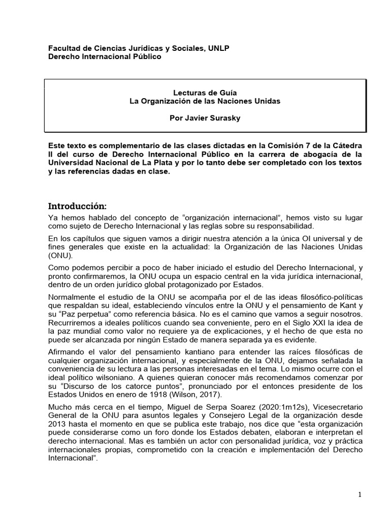 Guia De Lectura 05 La Organización De Las Naciones Unidas Pdf