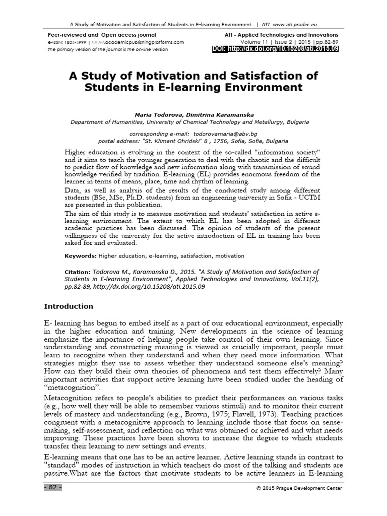 A Study of Motivation and Satisfaction of Students | PDF | Cognition ...