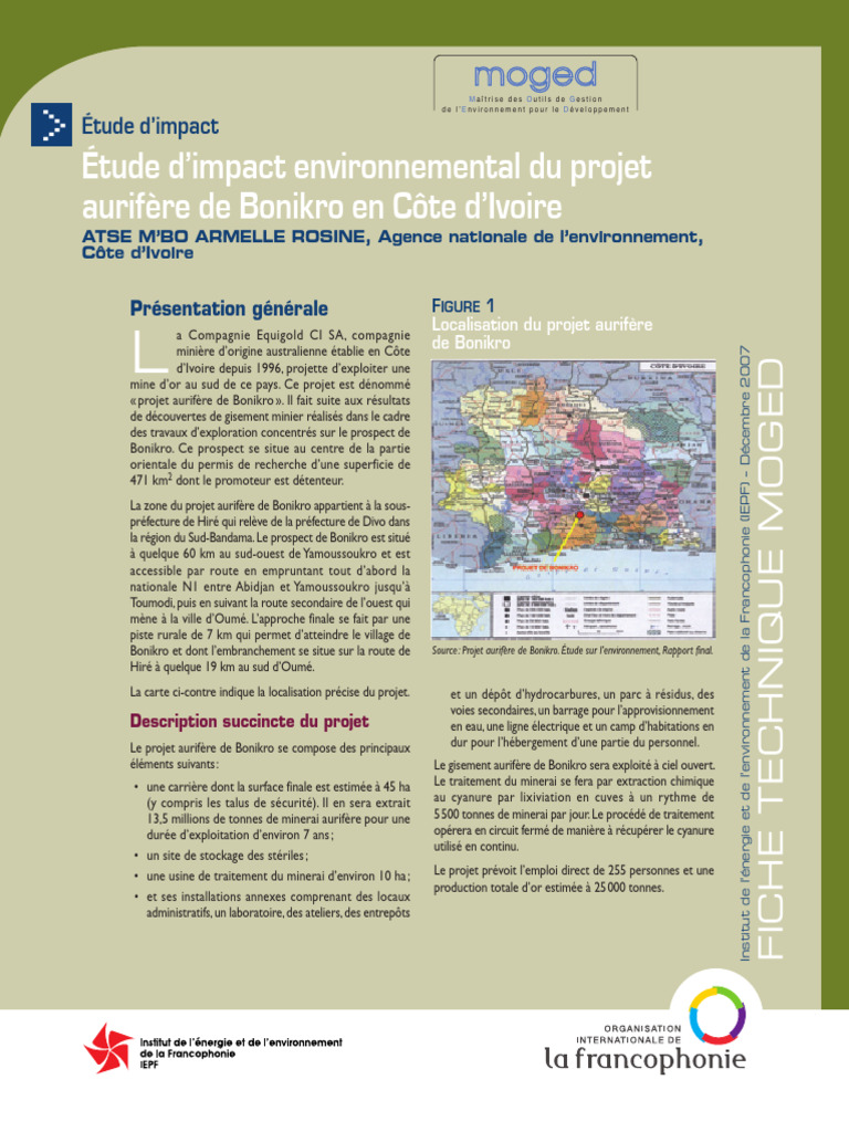 Impact environnemental du projet Bonikro | PDF | Environnement naturel ...