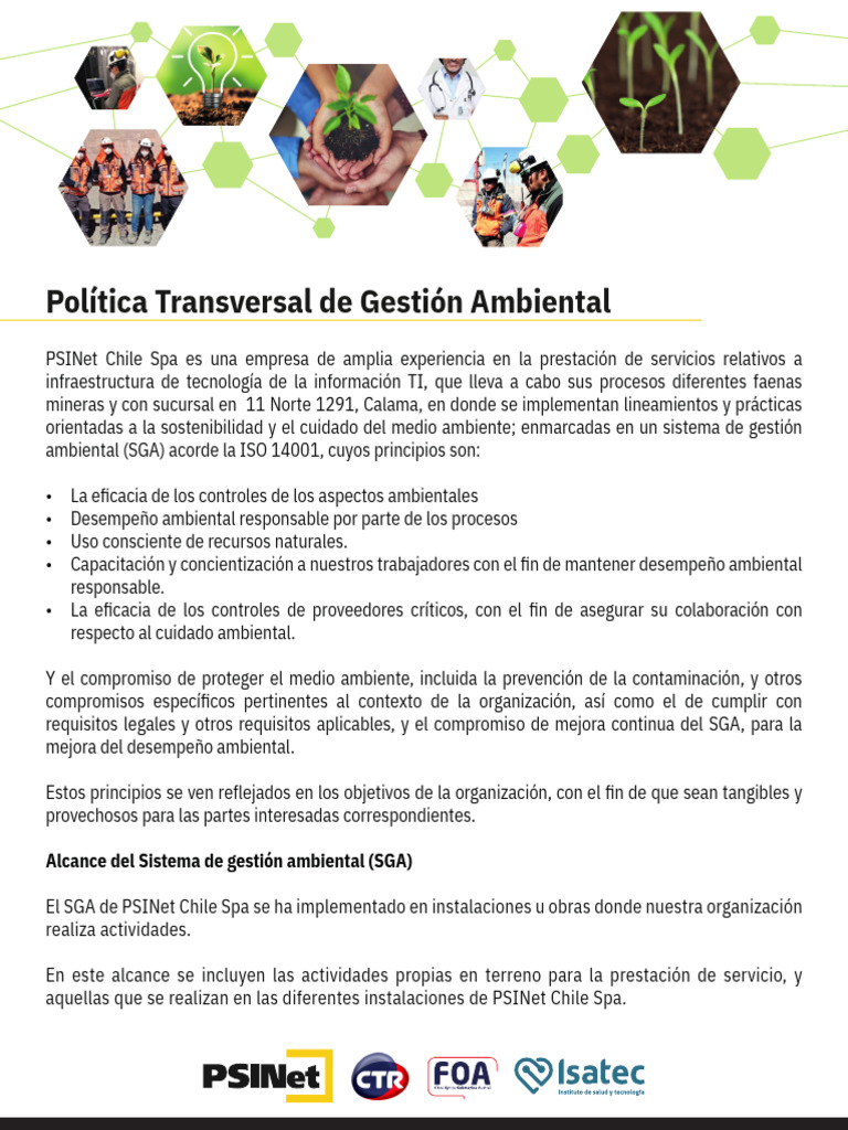 Gestión Ambiental en PSINet Chile Spa | PDF