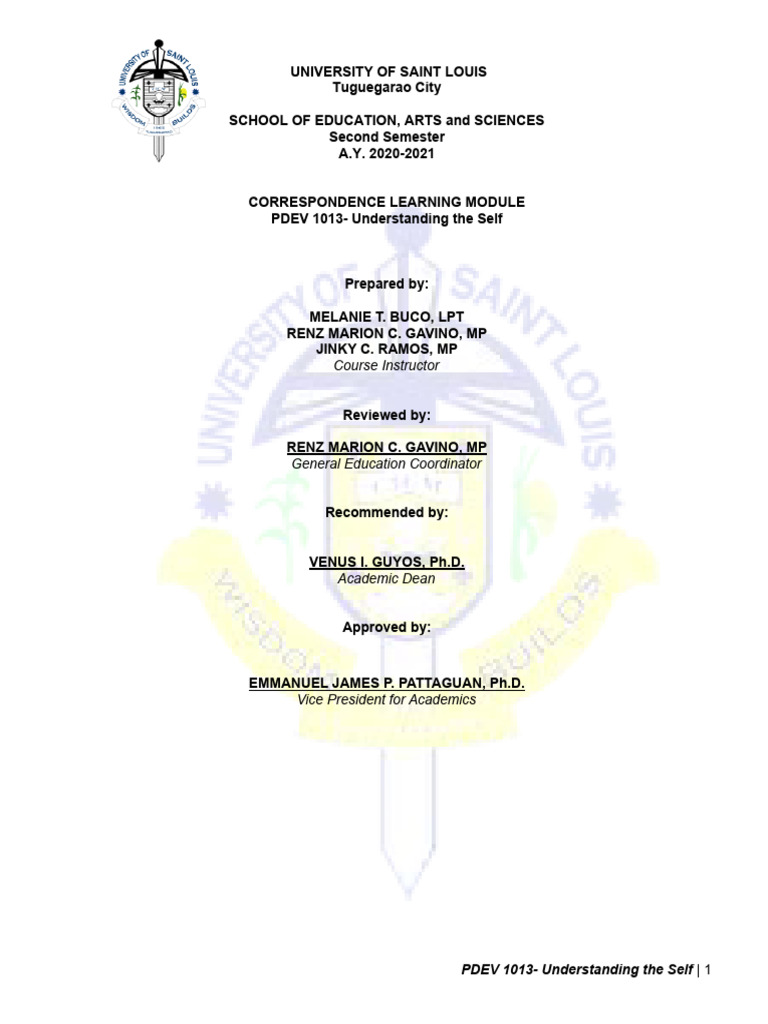PDEV 1013 Module 1 Week 1 and 2 | PDF | Id | Mind