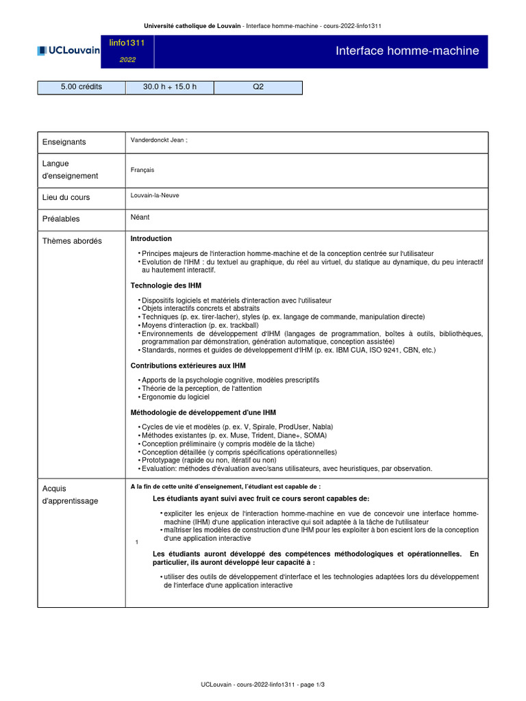 Cours sur l'Interface Homme-Machine | PDF | Interaction humain ...