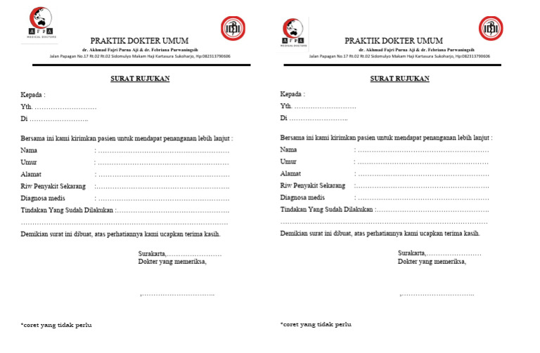 Contoh Surat Rujukan Dokter Umum | PDF