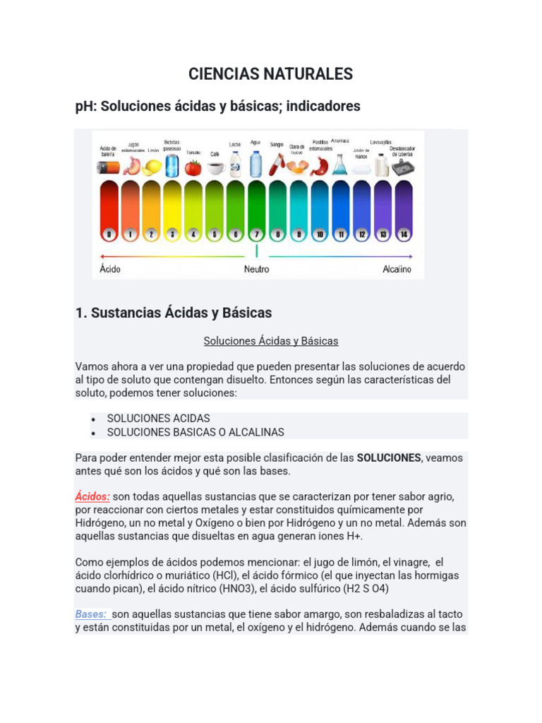CIENCIAS NATURALES EL PH | PDF | Ácido | Ph