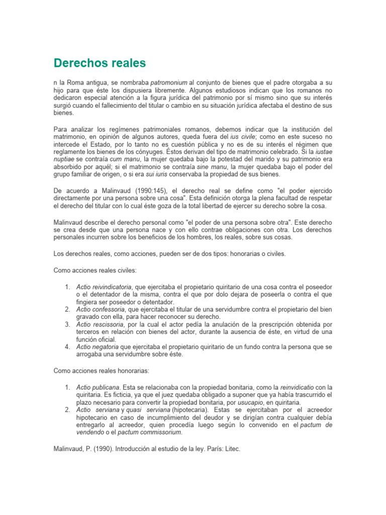 Derechos reales | PDF | Derecho civil (sistema legal) | Ley común