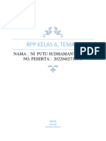 RPP Kelas 6, Tema 4: Nama: Ni Putu Sudhamantari, S.PD NO. PESERTA: 20220402710143