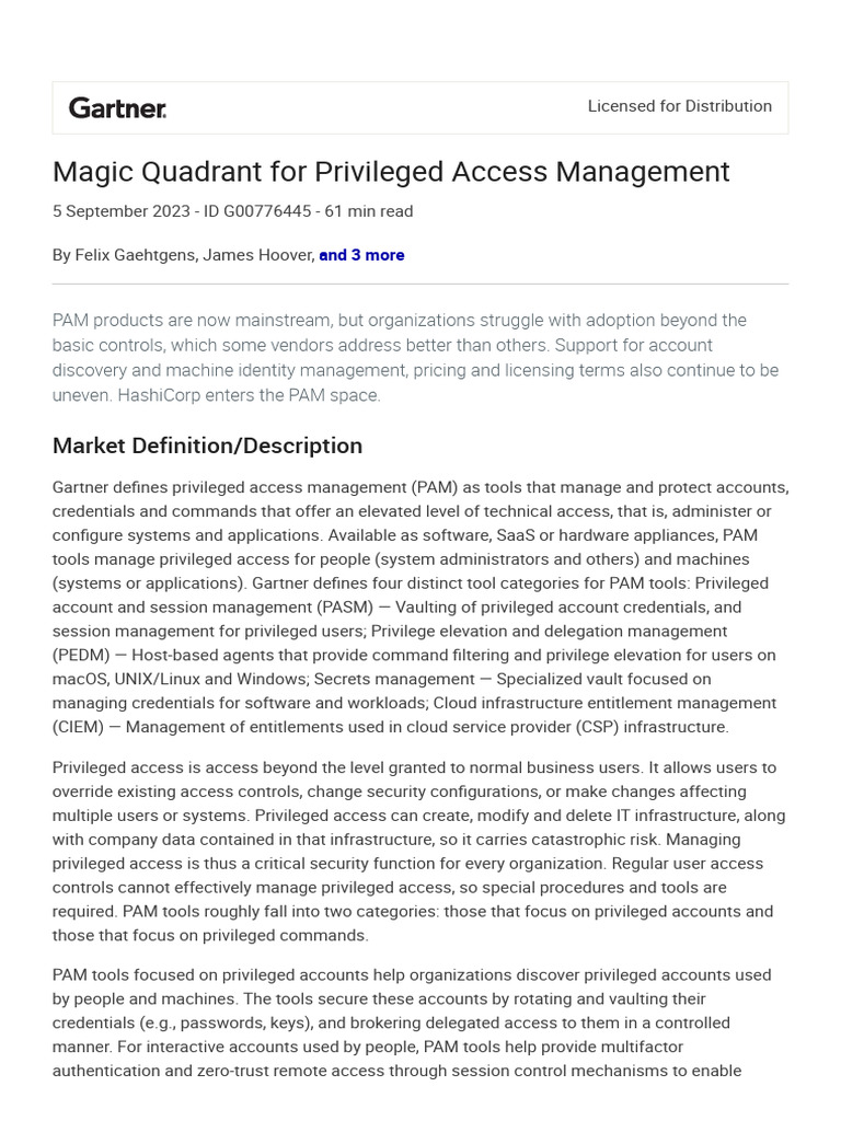 Gartner Reprint PAM PDF Cloud Computing Software As A Service