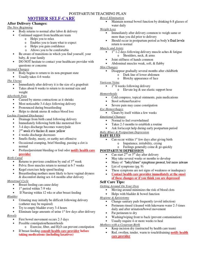 Postpartum Teaching Plan Breastfeeding Breast Milk