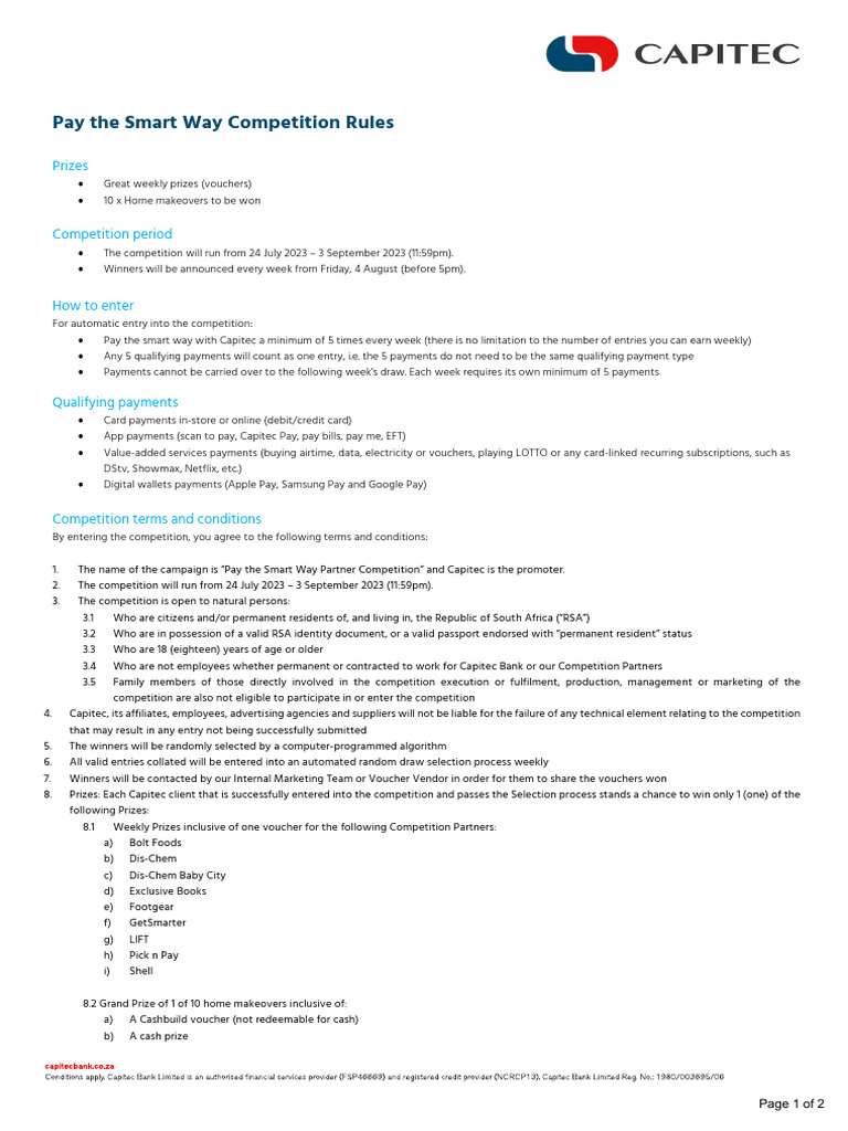 Capitec Pay the Smart Way Competition | PDF | Payments | Justice