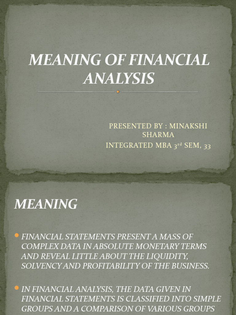 Meaning of Financial Analysis | PDF | Career & Growth | Finance & Money ...