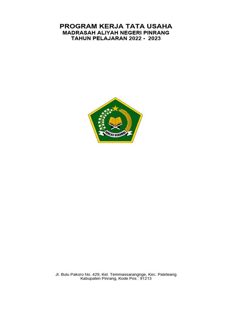 Program Kerja Tata Usaha MAN Pinrang | PDF | Pengelolaan Keuangan & Uang