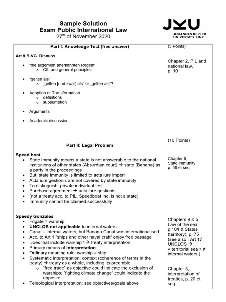 Public International Law Exam Solutions | PDF | Treaty | Justice