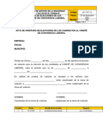 Acta de Apertura de Elecciones de Los Candidatos Al Comité de Convivencia Laboral